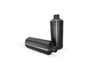 Zwarte fles van 1L met zichtstreep
